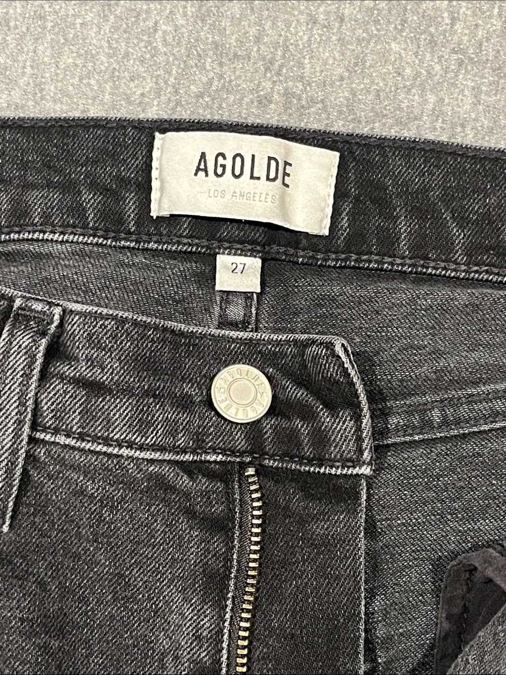AGOLDE Lyle, slim, straight leg black denim jeans, size 27. - Picture 3 of 11